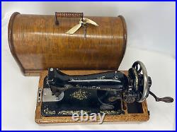 Antique Vtg 1916 Heavy Duty Singer 99K Hand Crank Sewing Machine & Bentwood Case