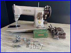 Beautiful 1954 Vintage Singer Sewing Machine 191J Heavy Duty Potted Motor Tested