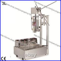 Heavy Duty 3L Vertical Manual Spanish Churro Maker Machine with 12L Electric Fryer