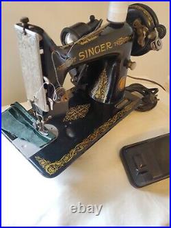 Heavy Duty Leather Upholstery Denim Singer 99 Sewing Machine+ case SERVICED