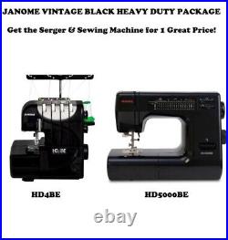Janome Heavy Duty Sewing and Serger Package with HD4BE HD5000BE BLACK