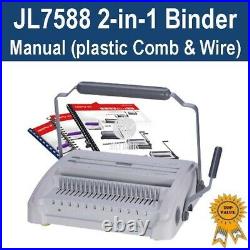 New Heavy Duty Plastic Comb & Wire 2-in-1 Binder / Binding Machine (JL7588)