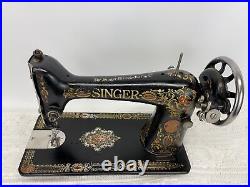 SERVICED Antique Vtg Singer 66 Sewing Machine Red Eye Treadle Head Heavy Duty