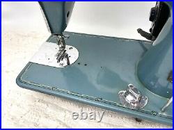 SERVICED Heavy Duty 3/4 SIZE Vtg Blue Singer 15 Clone Sewing Machine Denim Leath