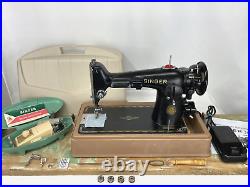 SERVICED Heavy Duty Vtg CENTENNIAL Singer 201-2 Sewing Machine Denim, Leather