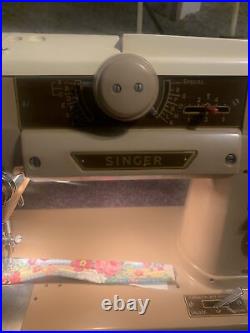 SINGER 401A Sewing Machine Professionally Serviced Slant-O-Matic Heavy Duty