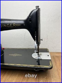 Singer 201-2 Sewing Machine Denim Leather Direct Drive With Pedal Heavy Duty Vtg