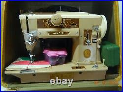 Singer 401A Sewing Machine Serviced Embroidery Slant Needle Hi-Shank Heavy Duty