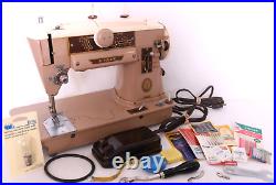 Singer 401A Slant-O-Matic Beige Heavy Duty Sewing Machine with Accessories
