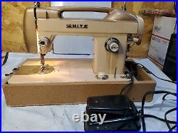 VINTAGE 1950s White 763 Stitcher Sewing Machine Belt Driven Heavy Duty