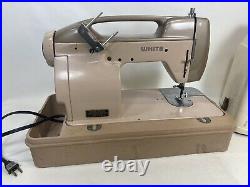 VINTAGE WORKING WHITE 764 SEWING MACHINE ALL METAL HEAVY DUTY withCase