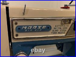 Vintage Morse 4300 Zig Zag Sewing Machine Heavy Duty Japan Made With Case & Accys