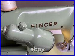 Vintage Singer 185K Sewing Machine Green Heavy Duty With Case Tested Works Well