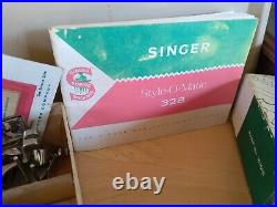 Vintage Singer 328 Sewing Machine Heavy Duty W Manual Attachments