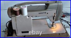 Vintage White Portable Model 764 Fair Lady Heavy Duty Sewing Machine withcase