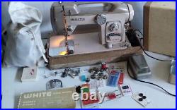 Vintage White Portable Model 764 Fair Lady Heavy Duty Sewing Machine withcase